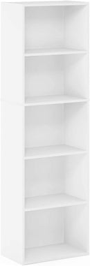 White 5 Tier Bookcase Storage Shelf For Living Room