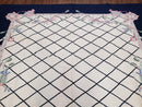 Vintage Dhurrie Rug, Indian Dhurrie 8x11 - 9x11, Wool Hand-Woven Ivory & Black Indo Carpet, Large Flat Weave Rug Living Room Rug Black White