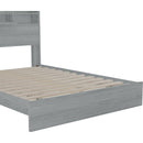 4-Pieces Bedroom Sets Queen Size Vintage Wooden Bed Frame with 2 Nightstands and 1 Dresser,Light Gray