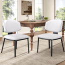 Modern PU Leather Upholstered Dining Chairs Set of 2, White, Metal Legs, 21x24.75x32 inches