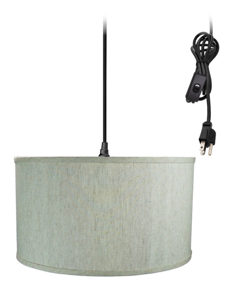 1 Light Swag Plug-In Pendant 16"w Textured Oatmeal Shade, 17' Black Cord