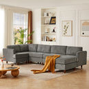 Modern Modular Sectional couch,6 Seaters Sleeper Sofa Upholstered Corduroy Free Combination Sofa(Grey)