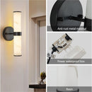 Resin Imitation Marble Texture Wall Light with Black Iron Metal Frame,Set of 2,Elegant Lighting Fixtures for Hallways,Bathrooms,and Bedrooms (Only Indoor)