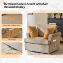 Vingl Modern 39.2Inch ExtraWide Swivel Armchair Khaki