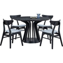 (1 Table+4 Chairs)Modern Dining Table Set of 5 pcs,Wooden Dining Table and Upholstered Chairs for Living Room,Round Kitchen Set with Sturdy Legs for Restaurant,Black