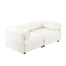 Stylish White Chenille 2-Seater Sofa with Storage Seat and Cylindrical Backrest