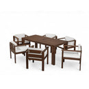 TREXM 7-Piece Patio Dining Table Set for 6, Outdoor Furniture Sets with 72.8' Rectangle Table, Patio Table and Chairs Set with Removable Cushions for Backyard, Garden, Poolside (Mocha + Beige Cushion)