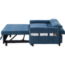 55.1' Pull Out Sleep Sofa Bed Loveseats Sofa Couch with Adjsutable Backrest, Storage Pockets, 2 Soft Pillows, USB Ports for Living Room, Bedroom, Apartment, Office, Blue (Old SKU: WF315689AAC)