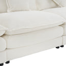 Modern Modular Sofa Couch Upholstered in Corduroy with Side Storage and Movable Ottomans, Beige, 112.6'