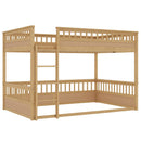 Queen over Queen Bunk Bed with Ladder and Guardrails, Natural