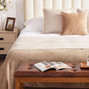 Oversized Brown Faux Leather Upholstered Ottoman Bench