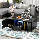 U-Can Modern High Glossy Rectangle Coffee Table, Stylish Center Table with Storage Space, Accent Furniture with 16 Color LED Lights for Living Room