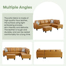 Leather Sectional Sofa L Shape With Storage Ottoman Ginger