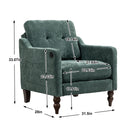 Accent Comfy Chenille Chair w/USB charging port,Mid+,Soft+,High-support Rebound Sponge,Ergonomic Wide Backrest,Retro Wooden Legs, Comfy Upholstered Arm Chair w/Side Storage for Living Room Bedroom.