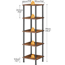 Five Tier Corner Shelf Stand Rustic Brown And Black Bookcase