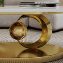 Marble Coffee Table with Sculptural Stainless Steel Base
