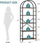 Arched Five Tier Bookshelf Rustic Brown Storage Unit