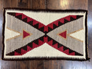 Antique Navajo Rug 2x4, Collectible Native American Wool Handmade Rug, Ivory Black Red Gray, Vintage Navajo Textile