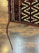 Antique Turkoman Camel Trapping, Turkoman Asmalyk, Red Black Ivory, Handmade, Hand Knotted Tribal Collectible Rug, Rare