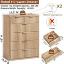 Distressed Fluted Dresser Featuring Six Drawers 42Inch