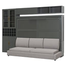 Queen Size Murphy Bed Wall Bed with Sofa , Shelves USB & Light ,Gray