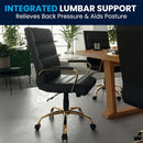 LeatherSoft Mid-Back Office Chair With Adjustable Height