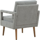 Mid-Century Armchair, 2pcs, Accent Chair with Wood Legs & Soft Cushion for Living Room, Bedroom, Home Office, Study, Grey