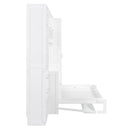 Full Size Murphy Bed Wall Bed with Closet , Drawers and Shelves, White