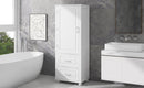 Tall Bathroom Storage Cabinet, Freestanding Storage Cabinet with Two Drawers and Adjustable Shelf, MDF Board with Painted Finish, White (Old Sku:WF312728AAK)