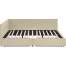 Queen Size Storage Upholstered Tufted Bed Frame, Sofa Bed Frame with Comfortable Backrest and Armrests, Queen Size Bed for Bedroom, Living Room,Velvet, BEIGE(85.5''*64.5''*29.5'')