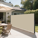 Retractable Side Awning, 118 x 71 in, Waterproof and UV-Resistant, Privacy Screen for Patio, Balcony, Garden, Beige Polyester with Dark Grey Frame