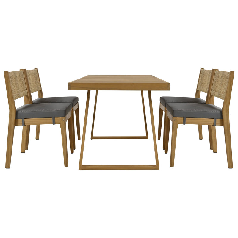 Walker Edison | Outdoor Acacia Wood Dining Table and Chair Set