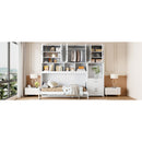 Twin Size Murphy Bed Wall Bed with Closet , Drawers & Desk-White