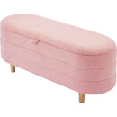 2-Pieces Bedroom Sets Full Size Flower-Shaped Upholstered LED Platform Bed with Storage Ottoman-Sherpa Fabric, Pink