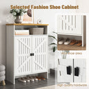 Modern Minimalist MDF Shoe Cabinet with Sliding Door Design - White