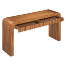 TREXM Rustic Console Table with Fluted Drawer Front, Entryway Table with Curved Corners & Thick Legs, Sturdy Sofa Table for Hallway & Living Room (Brown)