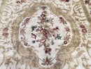 Vintage Nepali Tibetan Aubusson Rug 6x9, Wool Hand-Knotted Cream Beige Carpet, Leaves & Floral Pattern 6 x 9 Soft Area Rug Home Office Rug