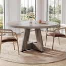 Round 47 Inch Dining Table For 4 To 6 With Grey Pedestal