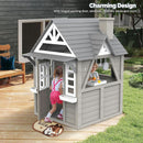 Gray Weatherproof Outdoor Wooden Playhouse With Sink