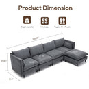 Modular Sectional Sofa,  L Shaped Couch Set for Living Room, 4-Seater Comfy Cloud Couches with Movable Ottoman Dark Grey