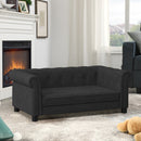 Modern Elevated Dog Sofa Bed for Small and Medium Dogs, Comfortable Black Linen Pet Bed