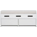Rustic Storage Bench with 2 Drawers, Hidden Storage Space, and 3 False Drawers at the Top, Shoe Bench for Living Room, Entryway (White)