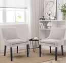Beige Upholstered Corduroy Dining Chairs Bundle Four
