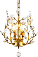 Gold Three Light Crystal Chandelier Ceiling Fixture With Adjustable Chain
