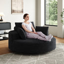 55''L Corduroy Chenille Foam Single Swivel Chair, Fluffy Modern Sleeper, 360 Degree Swivel Chair for Living Room, Bedroom, Lounge and Projection Room