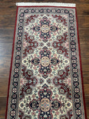Sino Persian Runner Rug 2.7 x 8, Floral, Handmade, 250 KPSI
