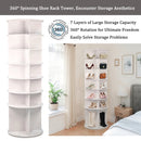 7 Tier Rotating Shoe Rack with High Base Design, Freestanding 360° Organizer for 28 Pairs , White PVC