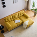 Modern Velvet L-Shaped Sectional Sofa for Living Room or Bedroom, Yellow, 82.6'