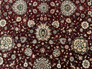 Round Sino Persian Rug 9x9, Burgundy and Cream, Floral, Wool and Silk, 9ft Round Carpet