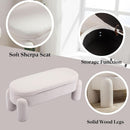 44.7-Inch White Boucle Upholstered Storage Ottoman Bench